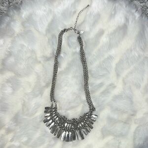 Vtg 80s Express Silver-Tone Bib Necklace